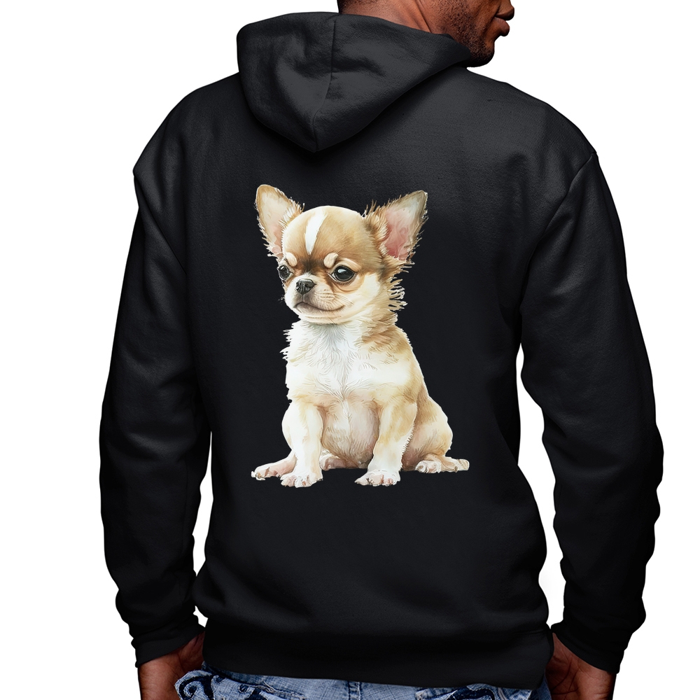 Blusa Moletom Cachorro Chihuahua Masculina com Capuz e Zíper