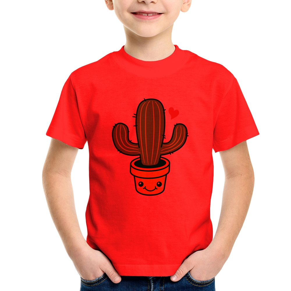 Camiseta Infantil Imagem de desenho animado cacto cacto cacto