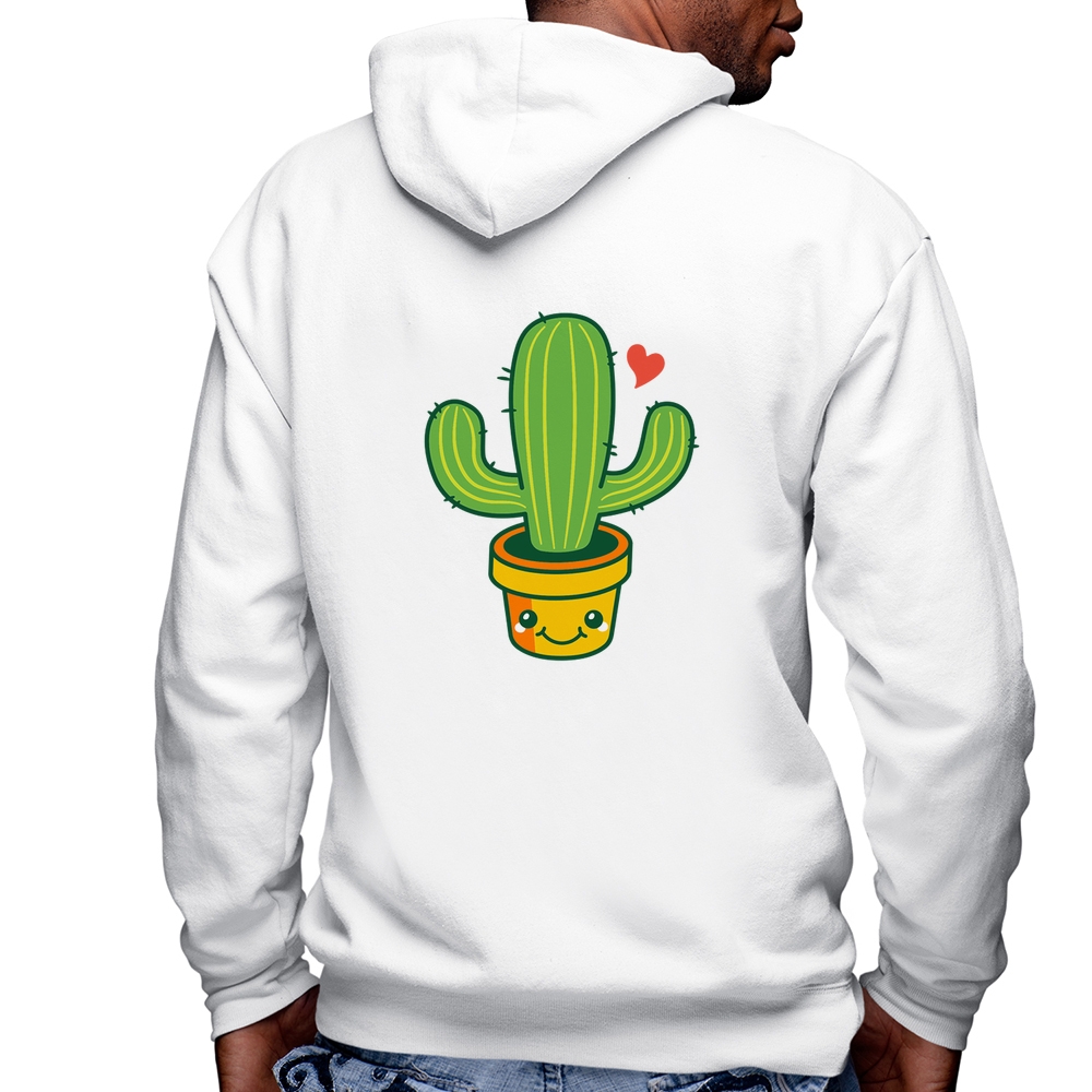 Blusa Moletom Cacto Coração Masculina com Capuz e Zíper