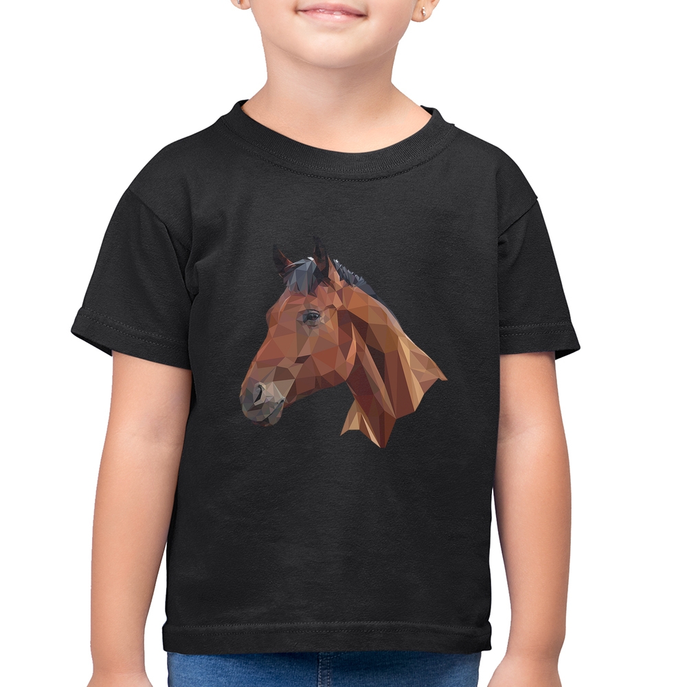 Camiseta Algodão Infantil Cavalo Arte Mosaico