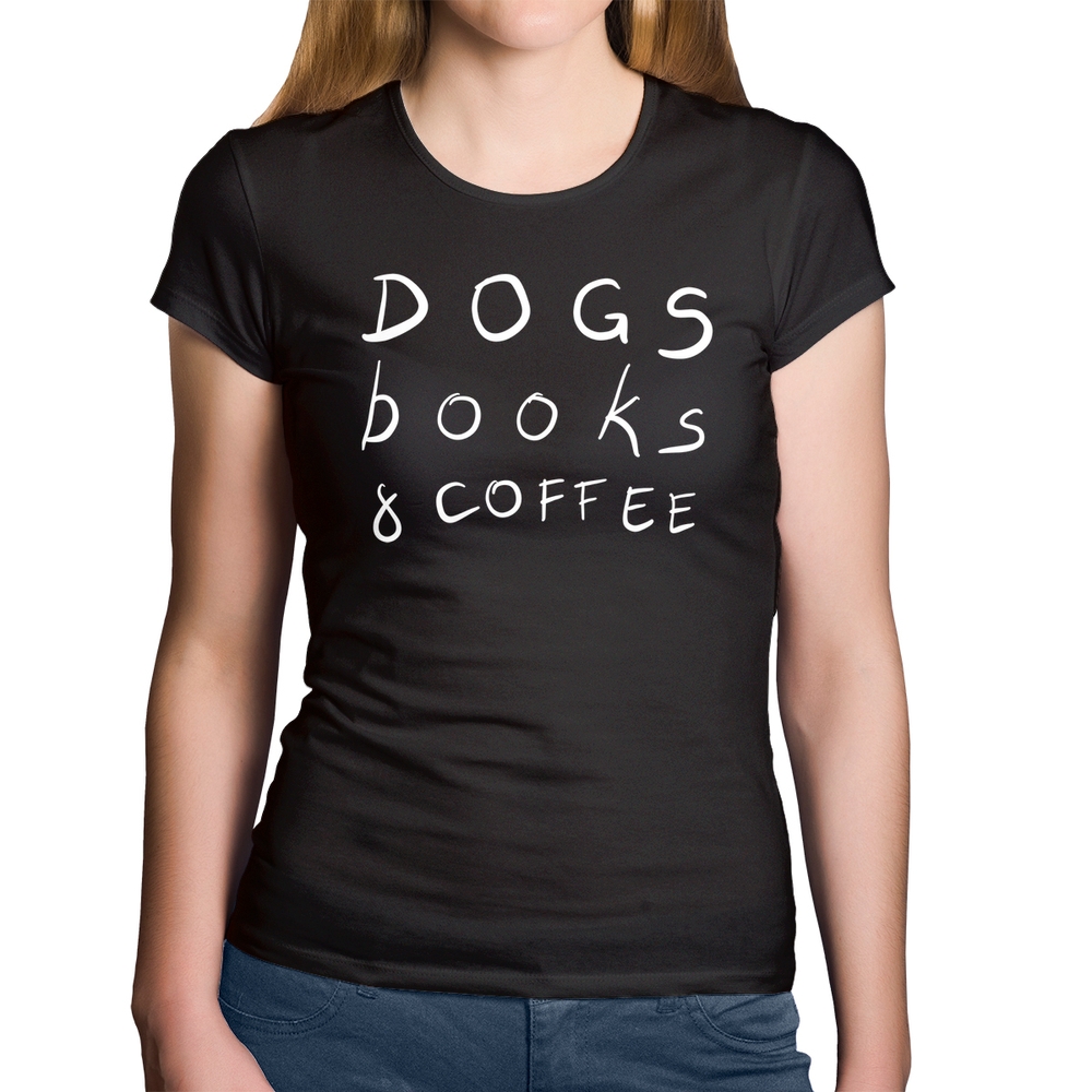 Baby Look Algodão Dogs Books and Coffee