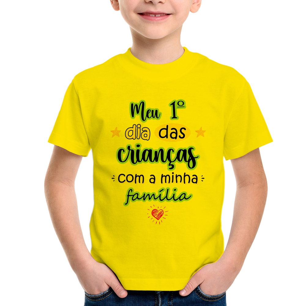 Camiseta Infantil Meu primeiro dia das crianças (azul)