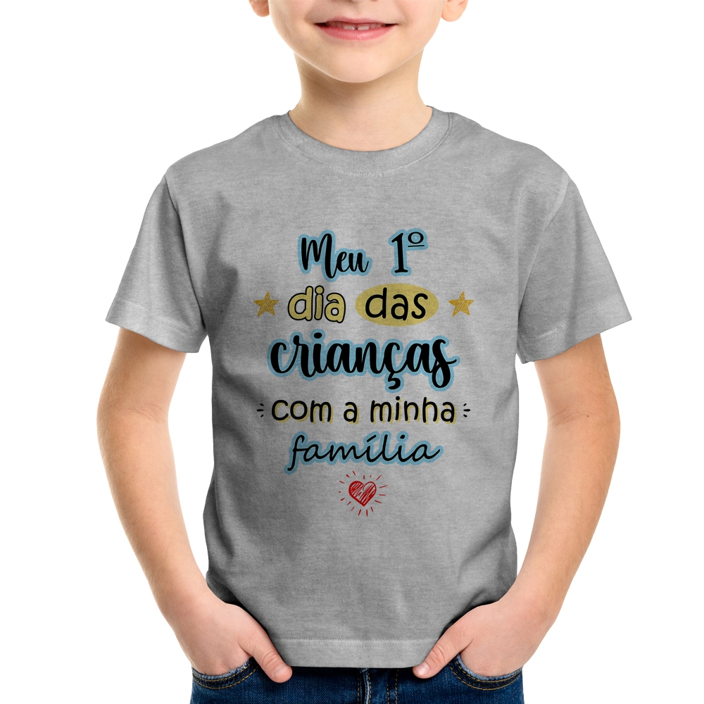 Camiseta Infantil Meu primeiro dia das crianças (azul)