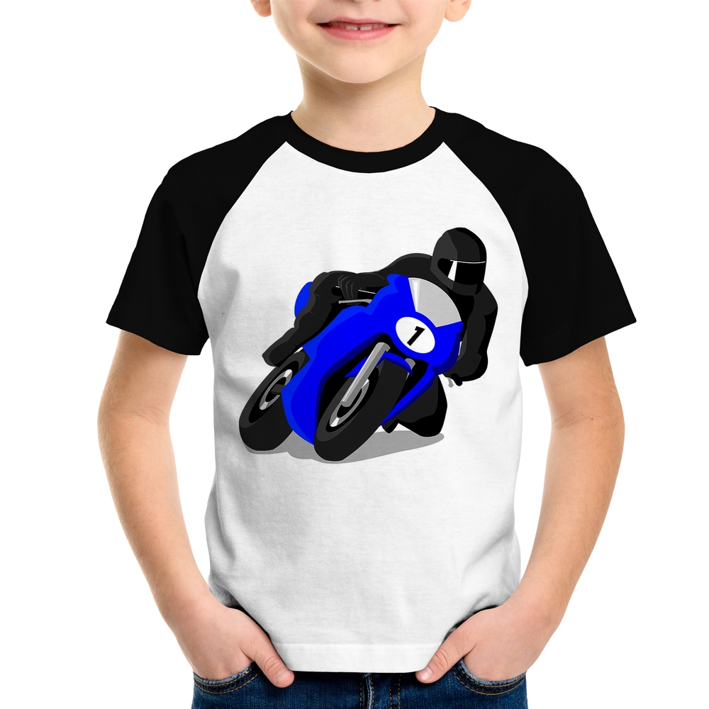 Camiseta Raglan Infantil Moto Corrida