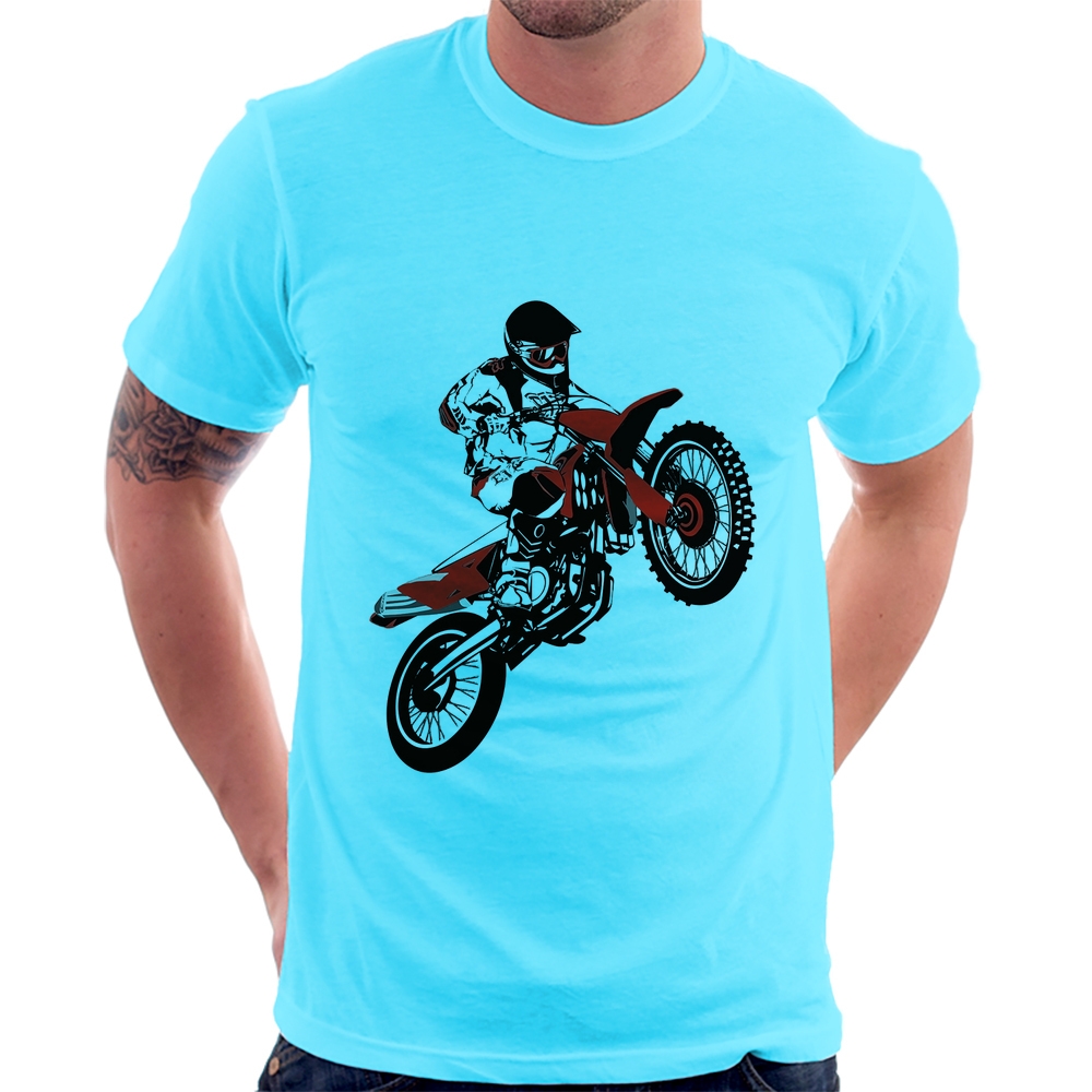 Camiseta Branca Infantil Desenho Moto Motocross