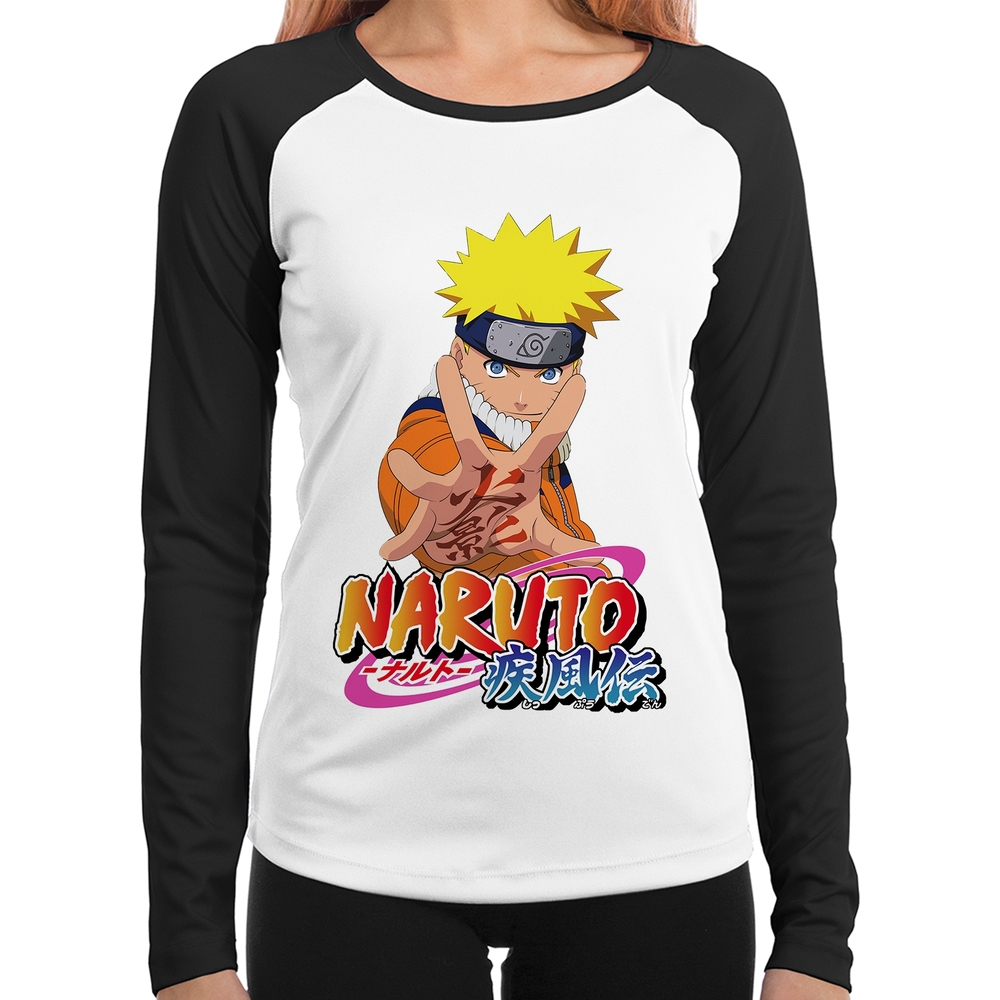 Baby Look Raglan Naruto Shippuden Uzumaki 3 Manga Longa