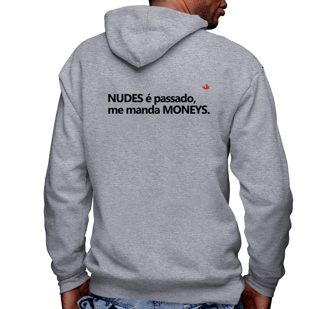 Blusa Moletom Nudes é passado, manda moneys Masculina com Capuz e Zíper