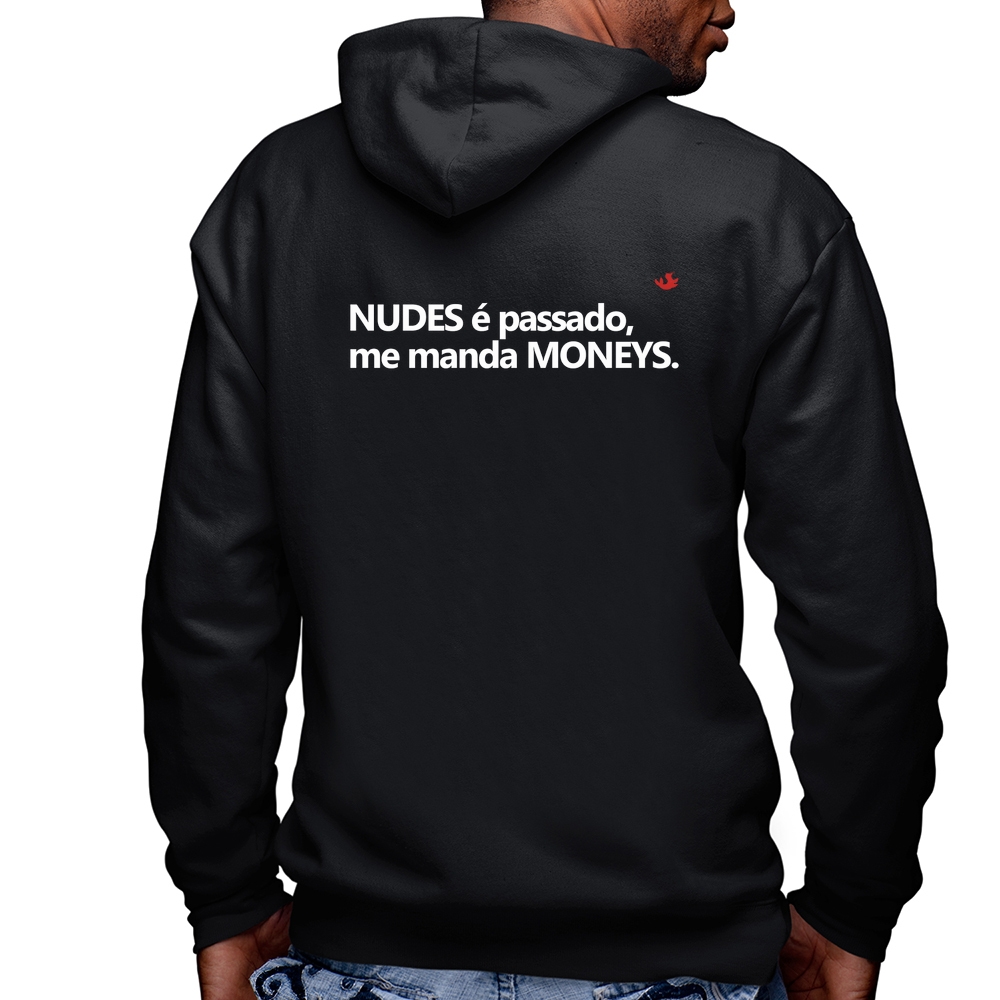 Blusa Moletom Nudes é passado, manda moneys Masculina com Capuz e Zíper