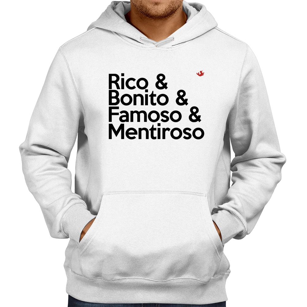 camiseta rico bonito famoso e mentiroso