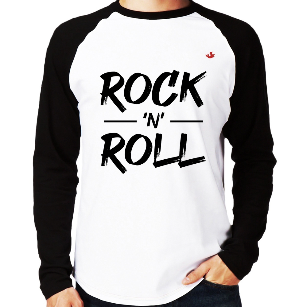 Camiseta Raglan Rock n Roll Save My Life, 100% Algodão - Roquenrou