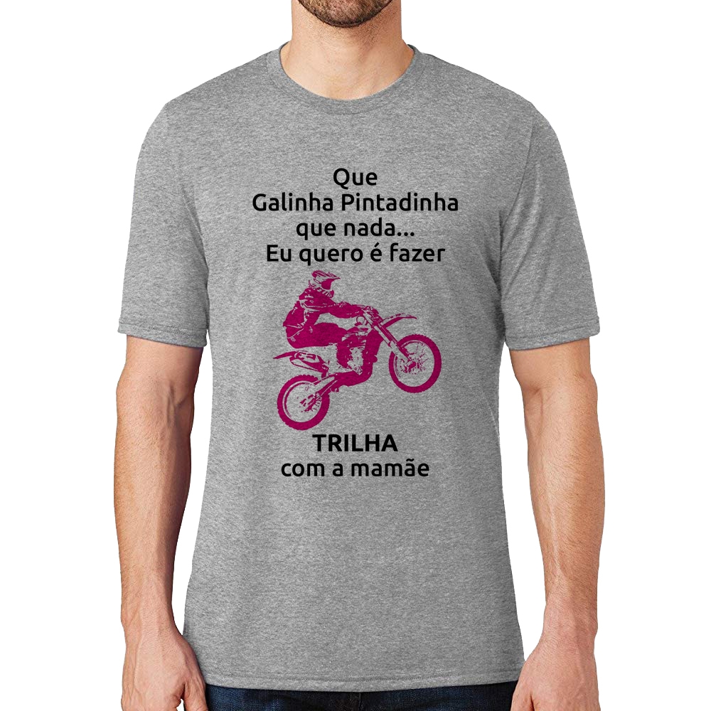 Camiseta Raglan Trilha com a mamãe (moto rosa)