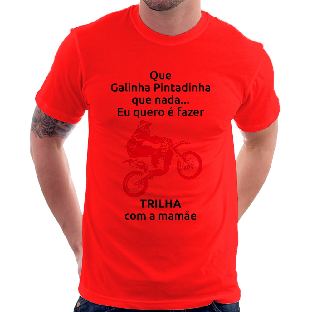 Camiseta Raglan Trilha com a mamãe (moto rosa)