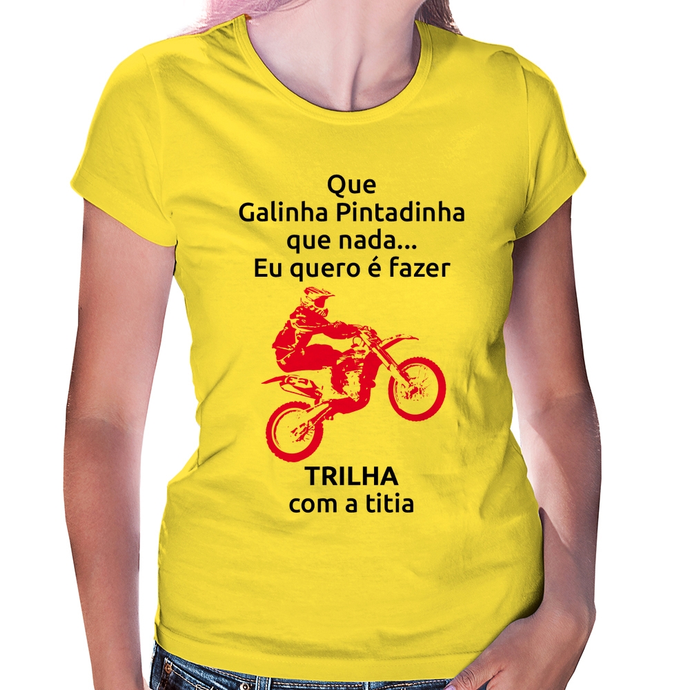 Camiseta Raglan Infantil Trilha com a titia (moto rosa)