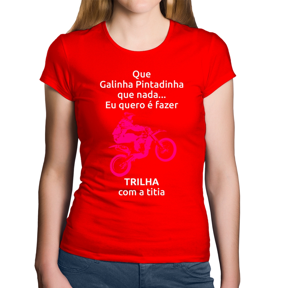 Camiseta Infantil Trilha com a titia (moto rosa)