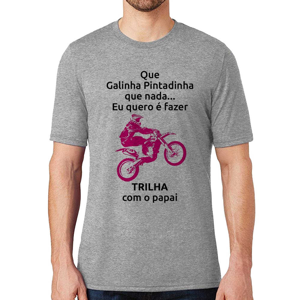 Camiseta Raglan Trilha com o papai (moto rosa)