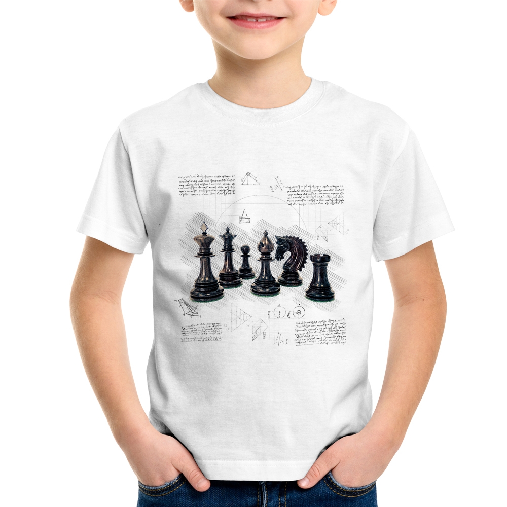 Camiseta infantil Xadrez jogo arte e ciência