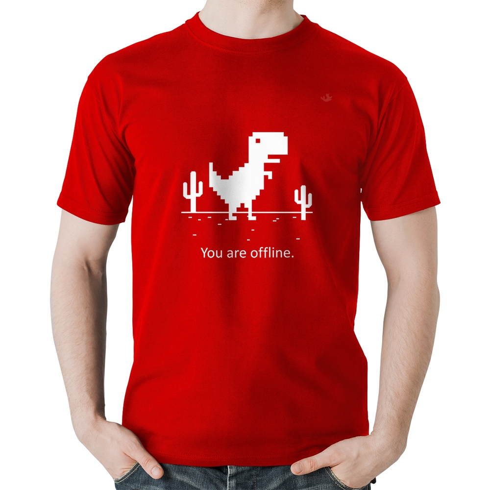 Camiseta camisa google chrome offline jogo dinossauro