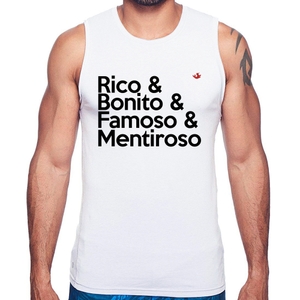 camiseta rico bonito famoso e mentiroso