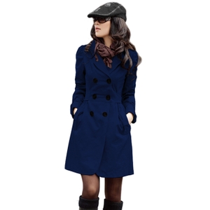 Casaco Trench Coat Feminino Azul