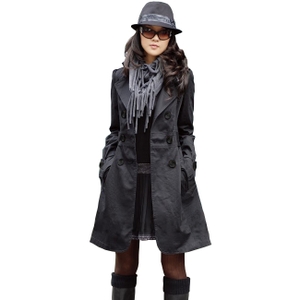 Casaco Trench Coat Feminino Preto