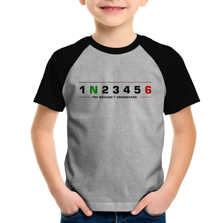 Camiseta Raglan Infantil 1 N 2 3 4 5 6 You Wouldn't Understand - Cinza/Preto