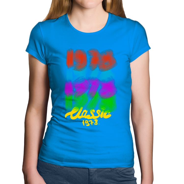 Baby Look Algodão 1978 Classics - Azul