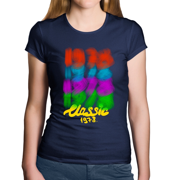 Baby Look Algodão 1978 Classics - Marinho