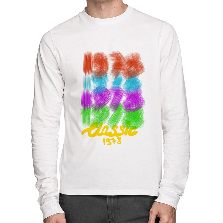Camiseta Algodão 1978 Classics Manga Longa - Branca