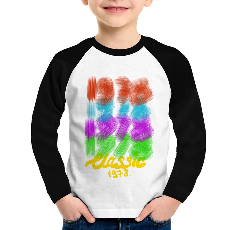 Camiseta Raglan Infantil 1978 Classics Manga Longa