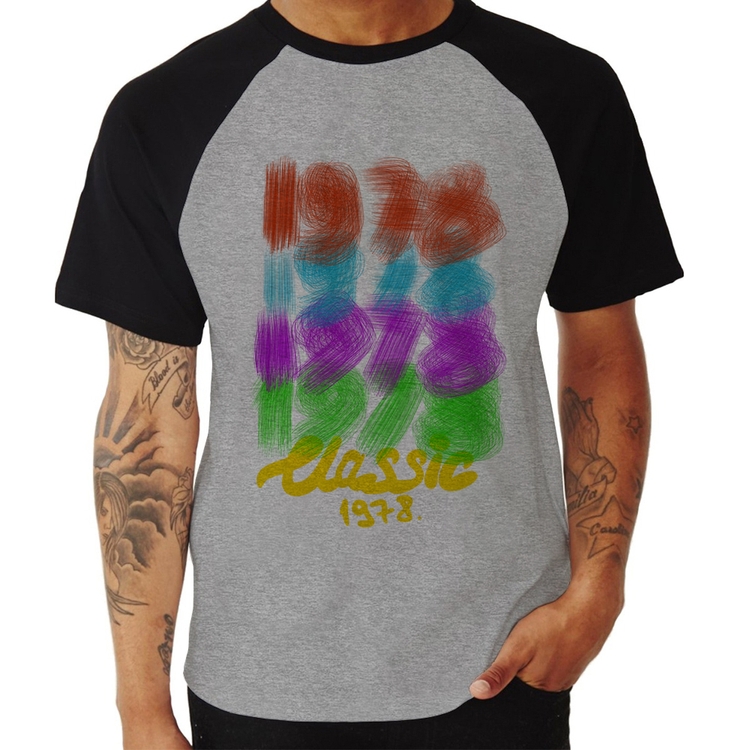 Camiseta Raglan 1978 Classics - Cinza/Preto
