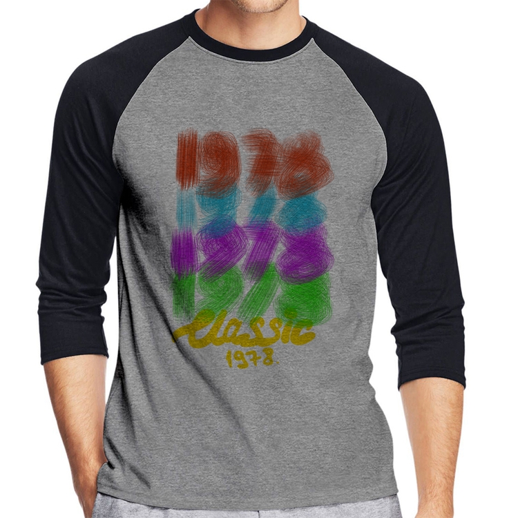 Camiseta Raglan 1978 Classics Manga 3/4 - Cinza/Preto