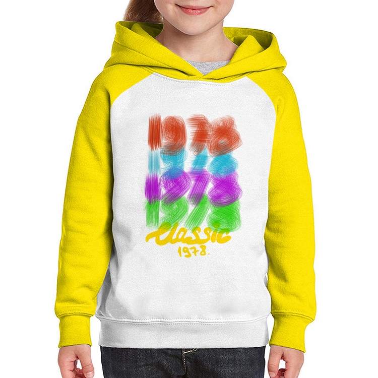 Moletom Infantil 1978 Classics - Branco/Amarelo