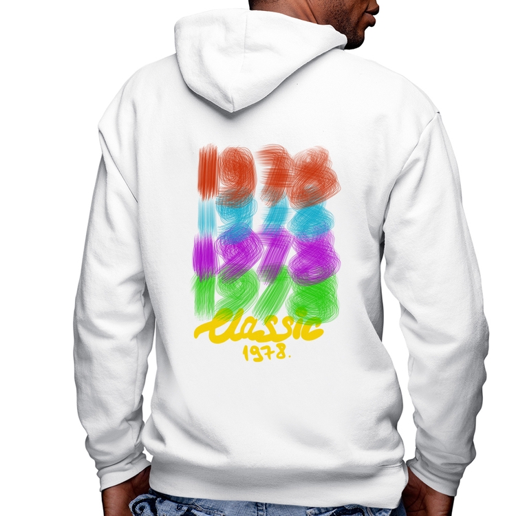 Blusa Moletom 1978 Classics Masculina com Capuz e Zíper - Branca