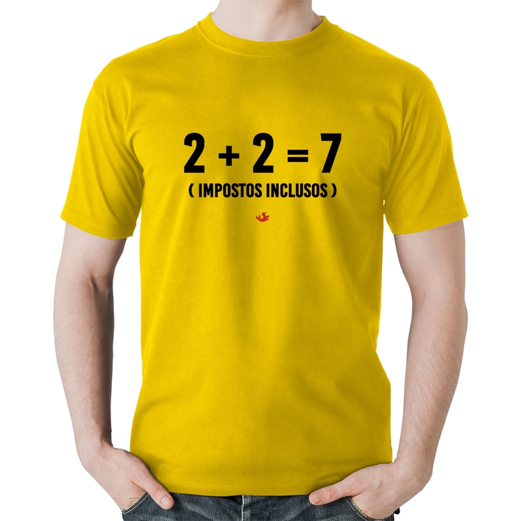 Camiseta Algodão 2 + 2 = 7 (Impostos Inclusos) - Amarela