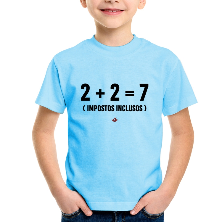 Camiseta Infantil 2 + 2 = 7 (Impostos Inclusos) - Azul Bebê