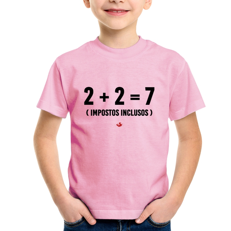 Camiseta Infantil 2 + 2 = 7 (Impostos Inclusos) - Rosa Bebê
