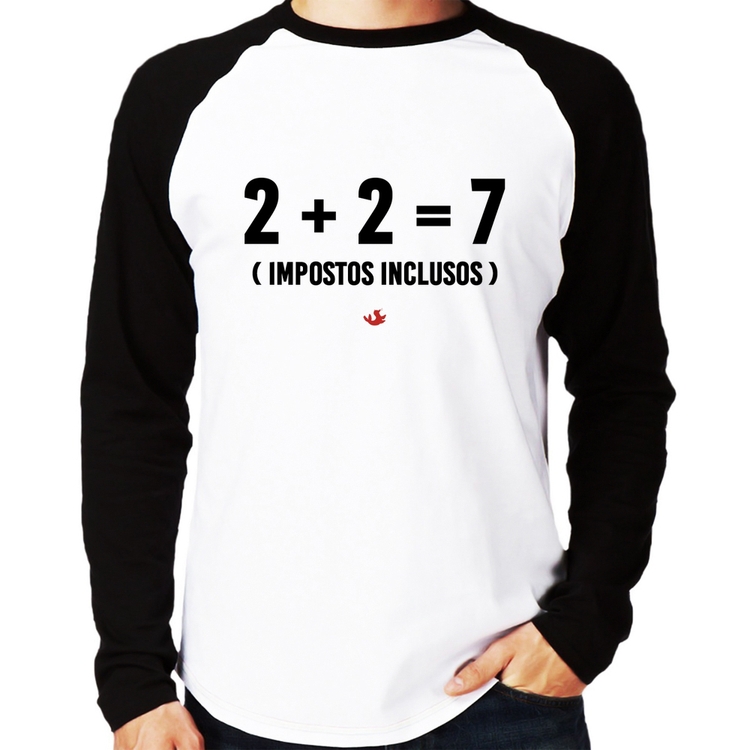 Camiseta Raglan 2 + 2 = 7 (Impostos Inclusos) Manga Longa