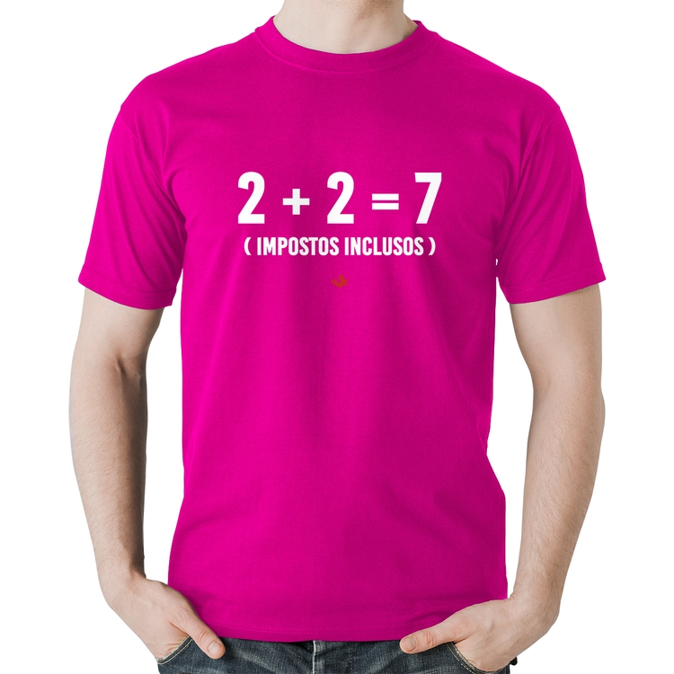 Camiseta Algodão 2 + 2 = 7 (Impostos Inclusos) - Rosa