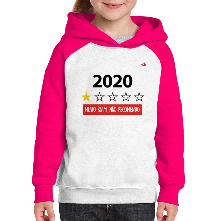 Moletom Infantil 2020 - Muito ruim, não recomendo. - Branco/Rosa