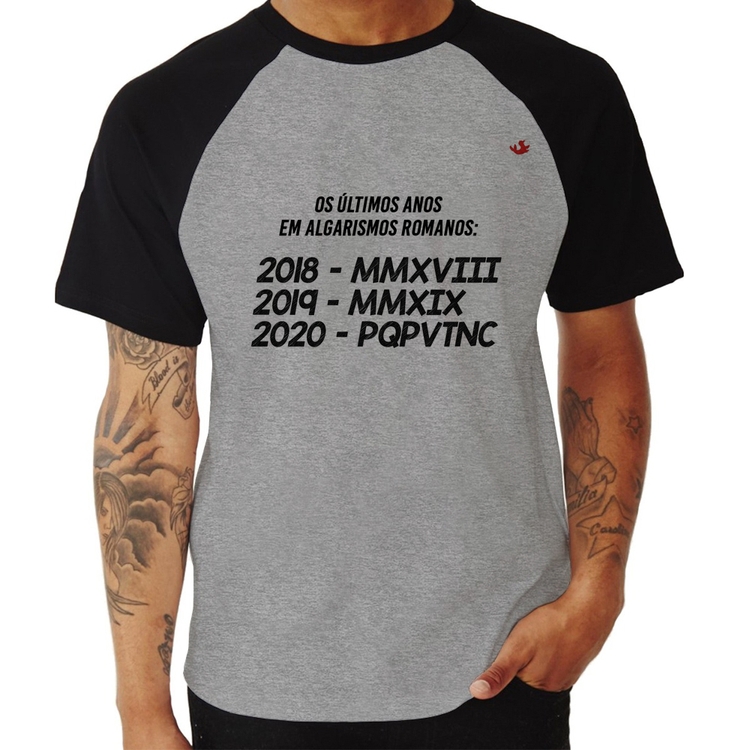 Camiseta Raglan 2020 PQPVTNC - Cinza/Preto