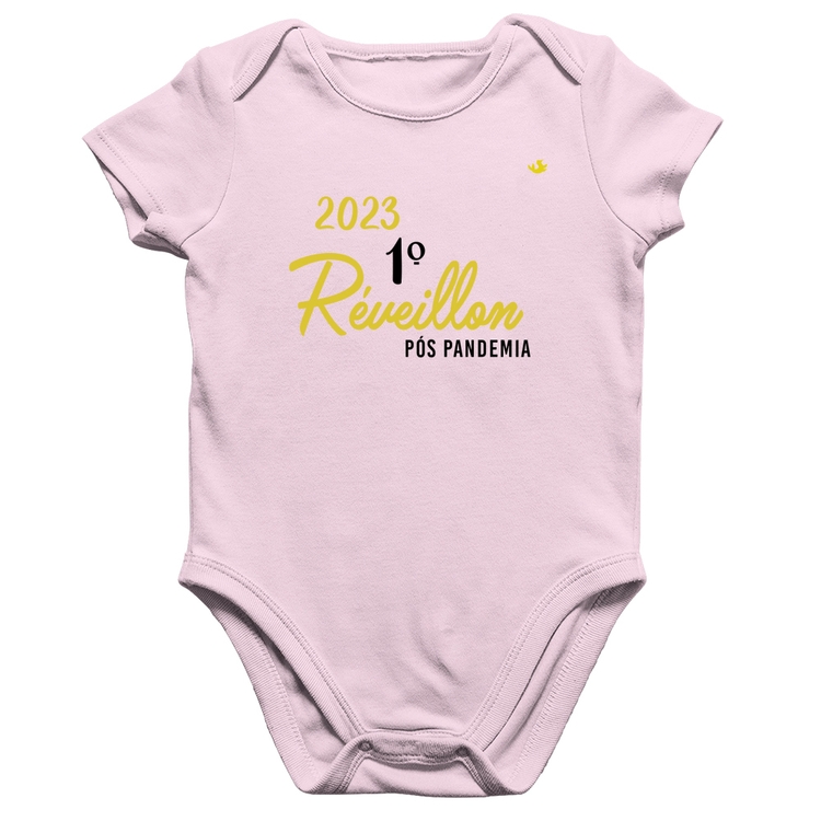 Body Bebê Algodão 2023 1º Réveillon Pós Pandemia - Rosa Bebê