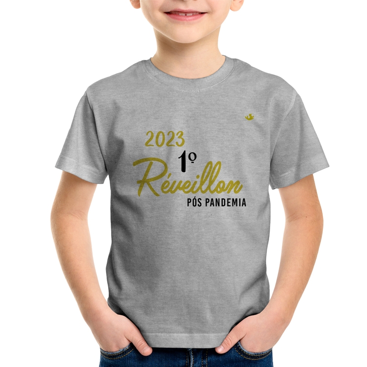 Camiseta Infantil 2023 1º Réveillon Pós Pandemia - Cinza