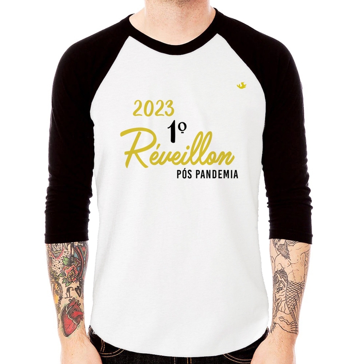 Camiseta Raglan 2023 1º Réveillon Pós Pandemia Manga 3/4