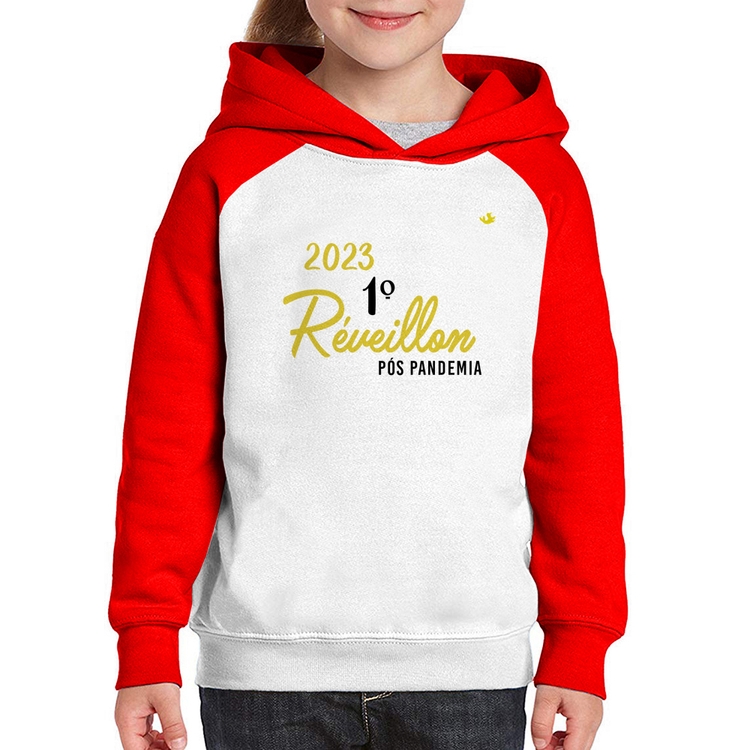 Moletom Infantil 2023 1º Réveillon Pós Pandemia - Branco/Vermelho