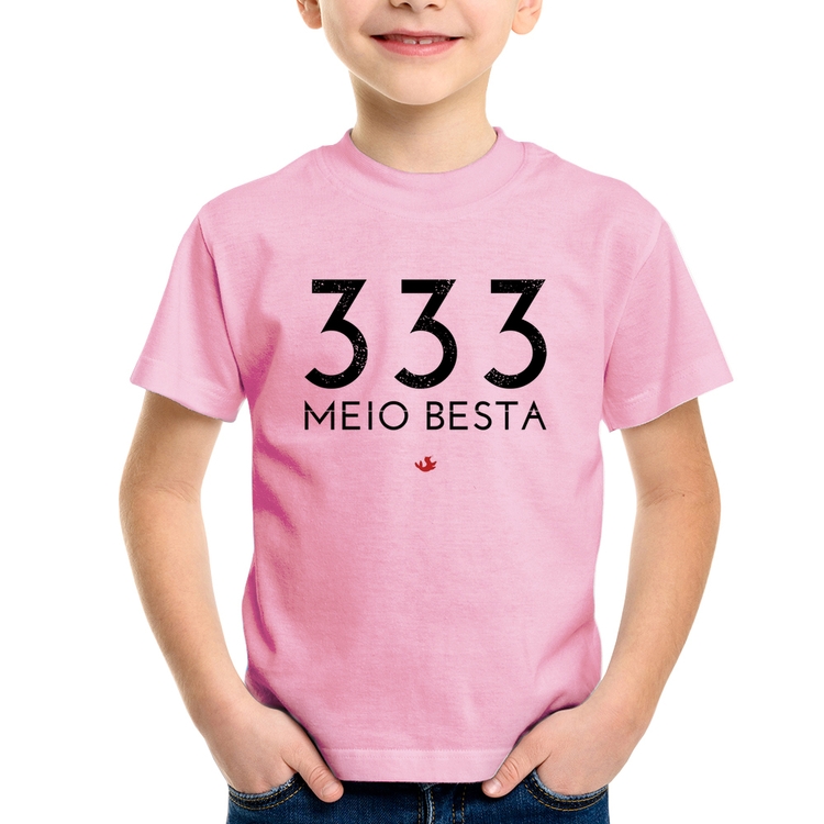 Camiseta Infantil 333 Meio Besta - Rosa Bebê