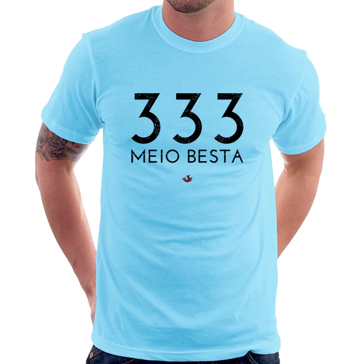 Camiseta 333 Meio Besta - Azul Bebê