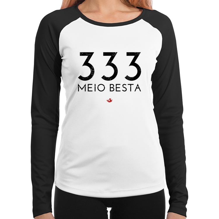 Baby Look Raglan 333 Meio Besta Manga Longa