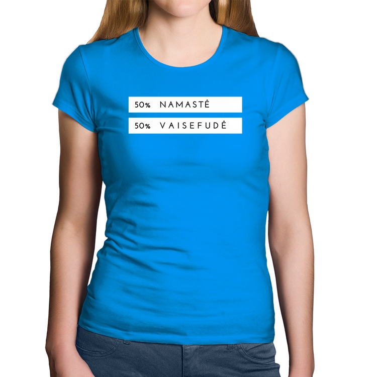 Baby Look Algodão 50% Namastê 50% Vaisefudê - Azul