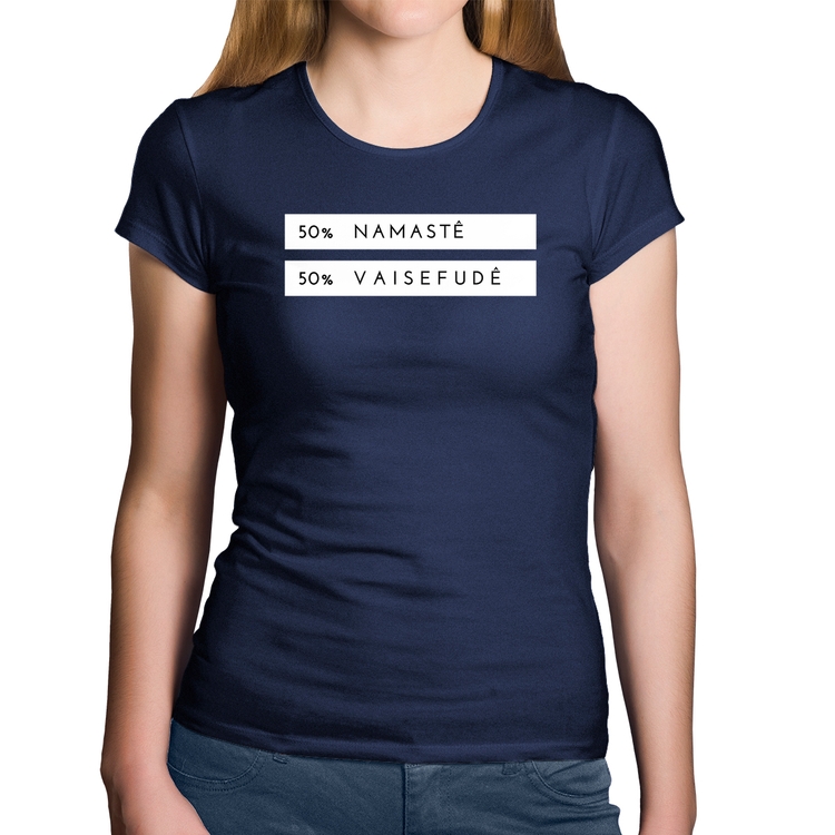 Baby Look Algodão 50% Namastê 50% Vaisefudê - Marinho