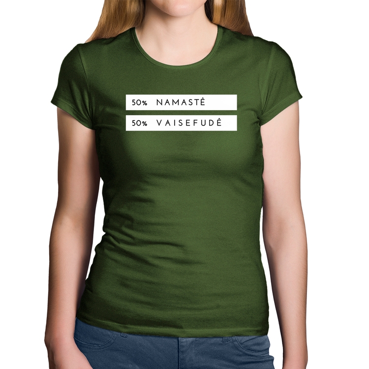 Baby Look Algodão 50% Namastê 50% Vaisefudê - Musgo